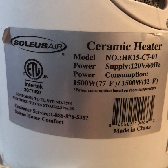 SoleusAIR Ceramic Heater - Picture 4 of 5